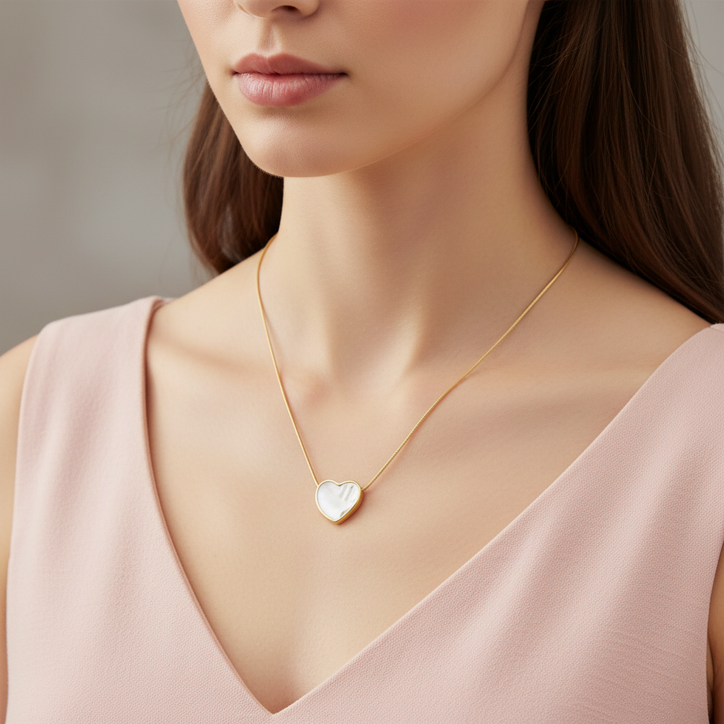 White Heart Pendant Necklace
