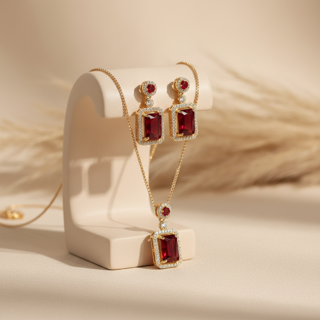 Delicate Stone Necklace & Earring Set