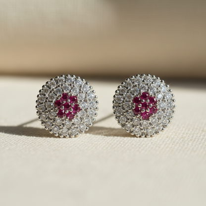 Fuchsia Stone Stud Earrings