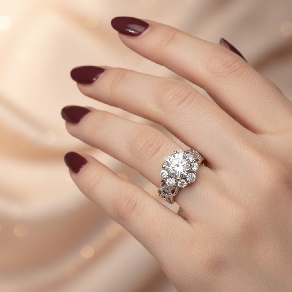 Silver Solitaire Statement Ring