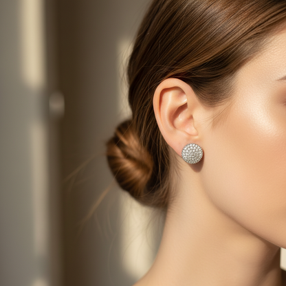 Classic Round Sparkle Stud Earrings