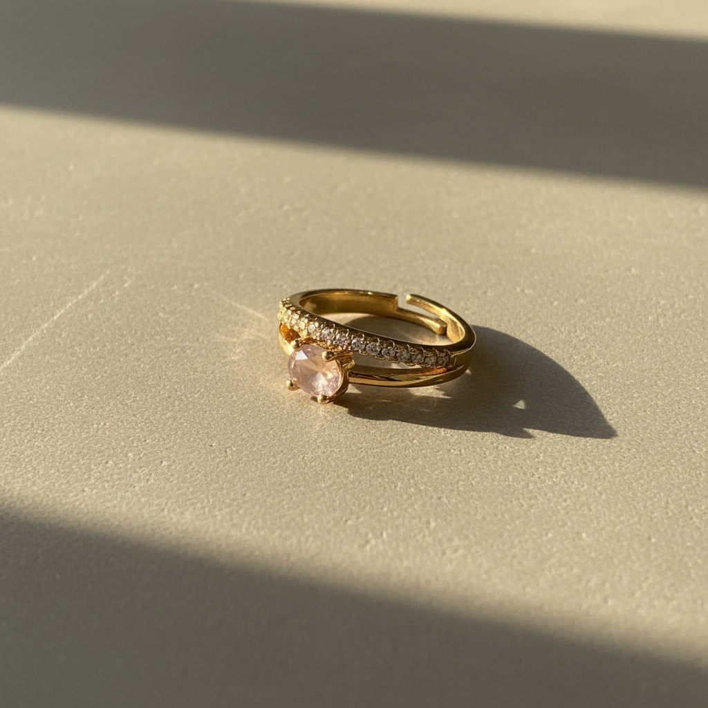 Classic Spark Pink Stone Ring