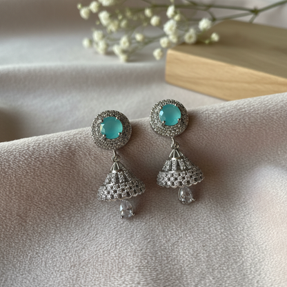 Aqua Stone Jhumka Drop Earrings