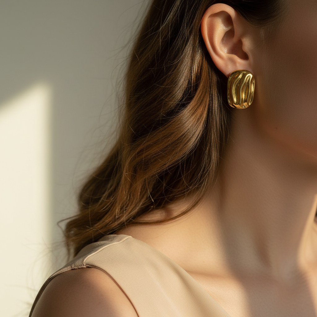 Textured Gold Dome Stud Earrings