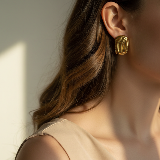 Textured Gold Dome Stud Earrings