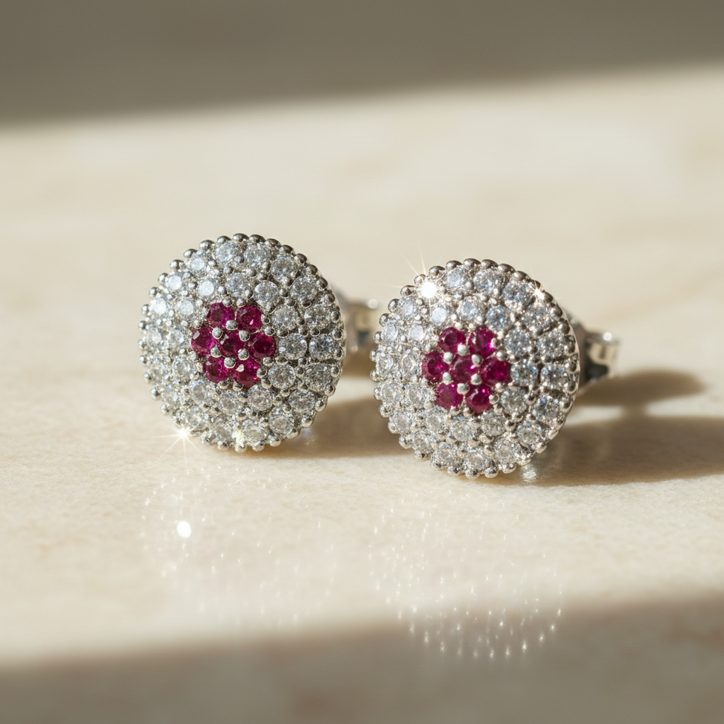 Fuchsia Stone Stud Earrings