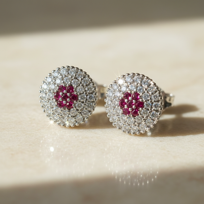 Fuchsia Stone Stud Earrings