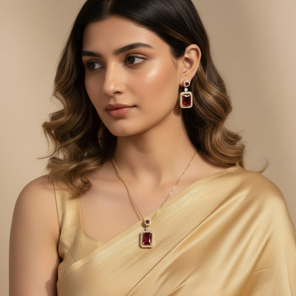 Delicate Stone Necklace & Earring Set