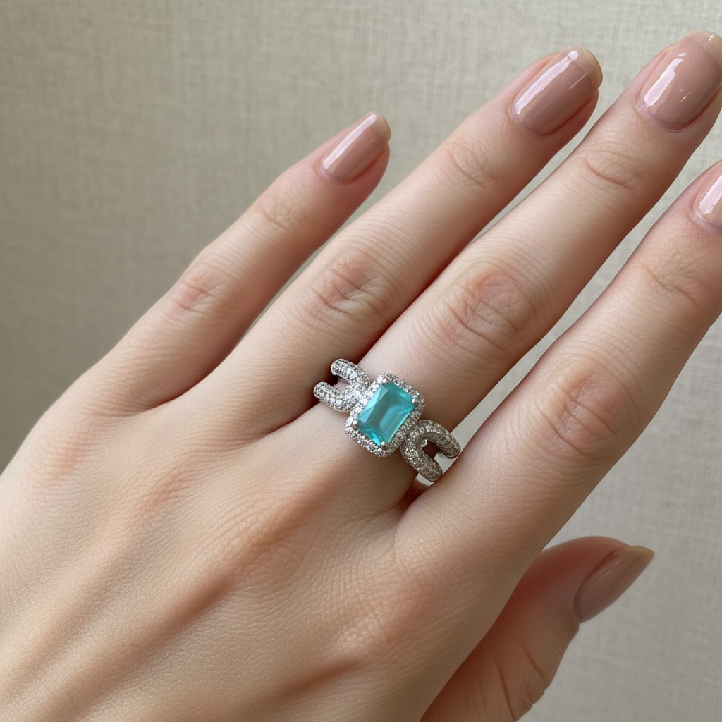 Midnight Aqua Statement Ring