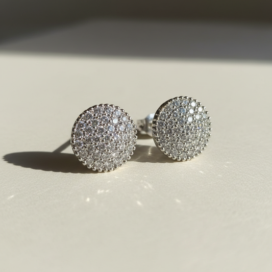 Classic Round Sparkle Stud Earrings