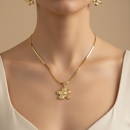 Elegant Flower Necklace & Earring Set