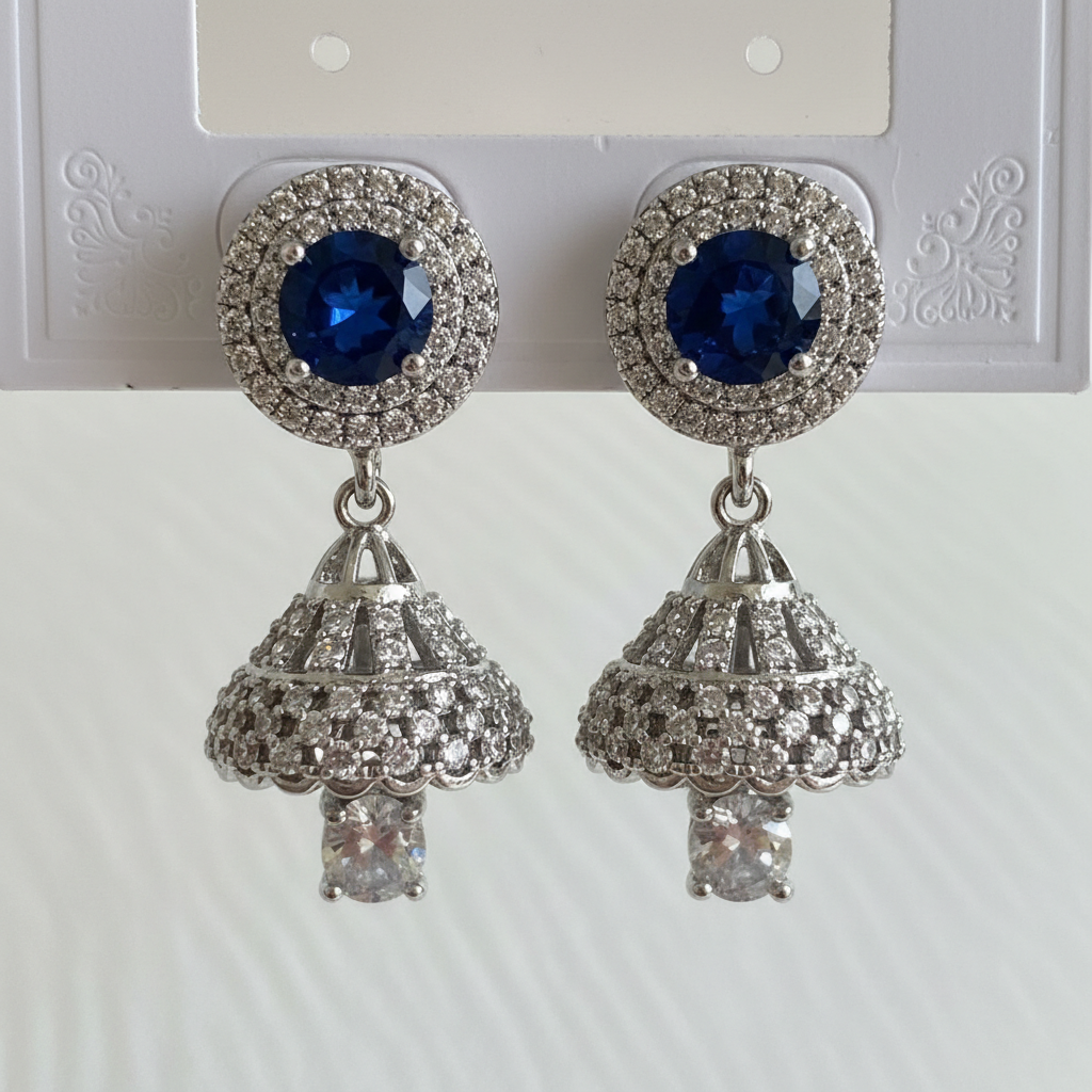 Navy Stone Jhumka Drop Earrings