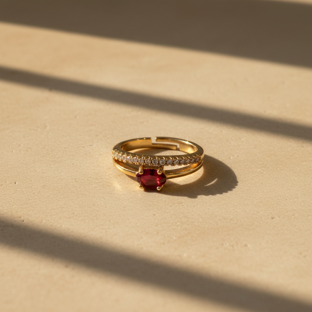 Classic Spark Maroon Stone Ring