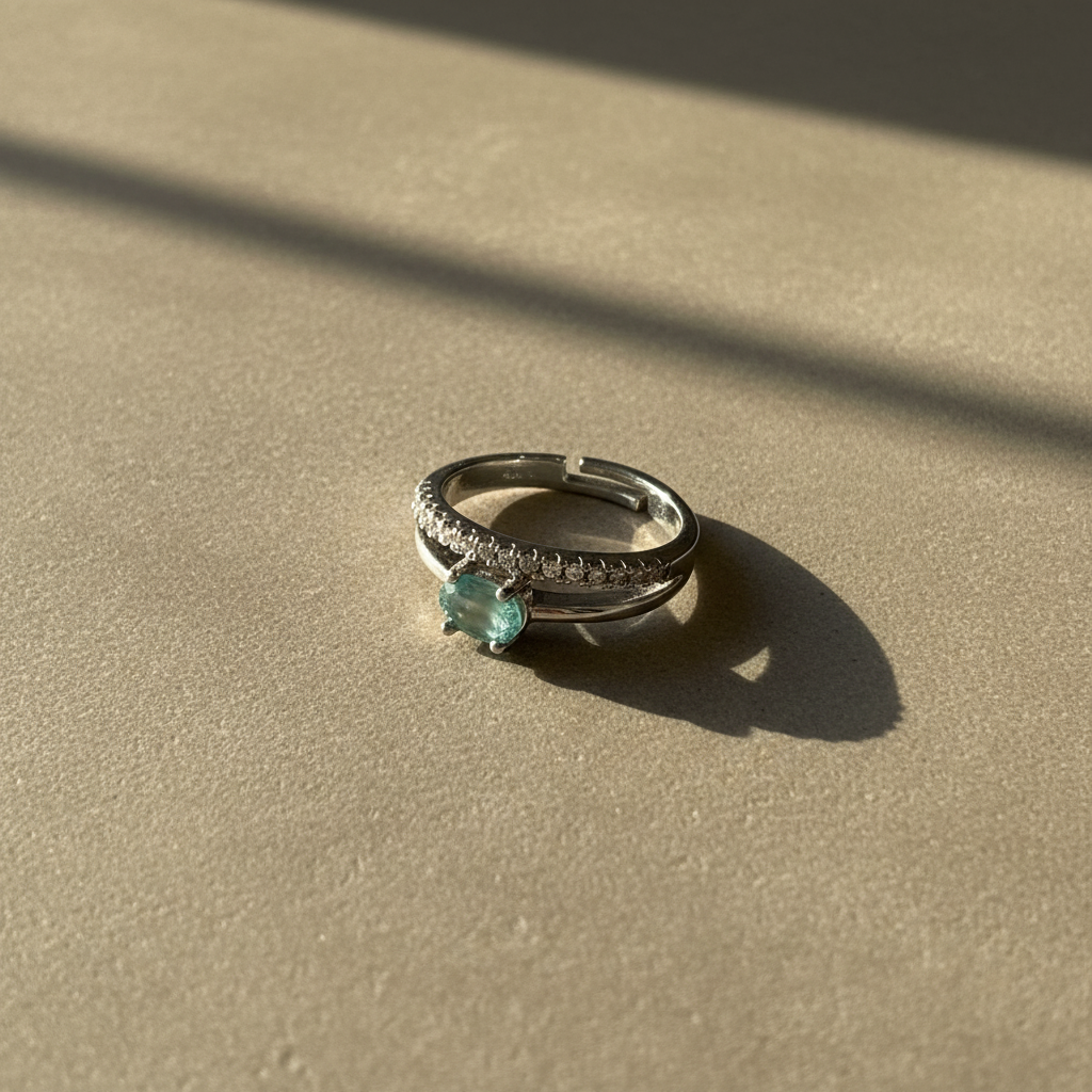 Aqua Lumière Adjustable Silver Tone Ring