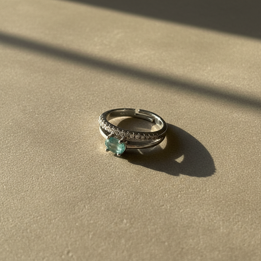 Aqua Lumière Adjustable Silver Tone Ring