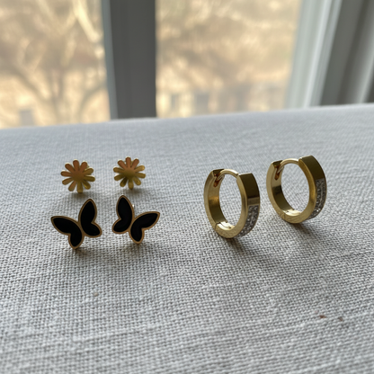 Triple Earring Set – 3 Pairs in 1