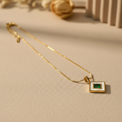 Emerald Square Pendant Necklace