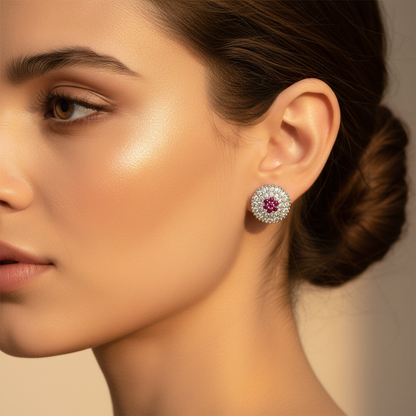 Fuchsia Stone Stud Earrings
