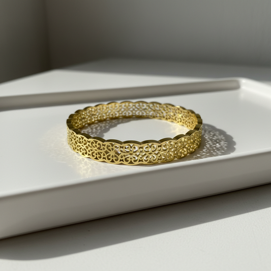 Gold Pattern Bangle Bracelet