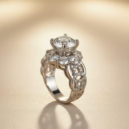 Silver Solitaire Statement Ring