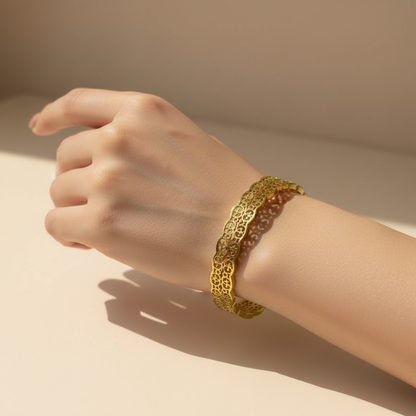 Gold Pattern Bangle Bracelet