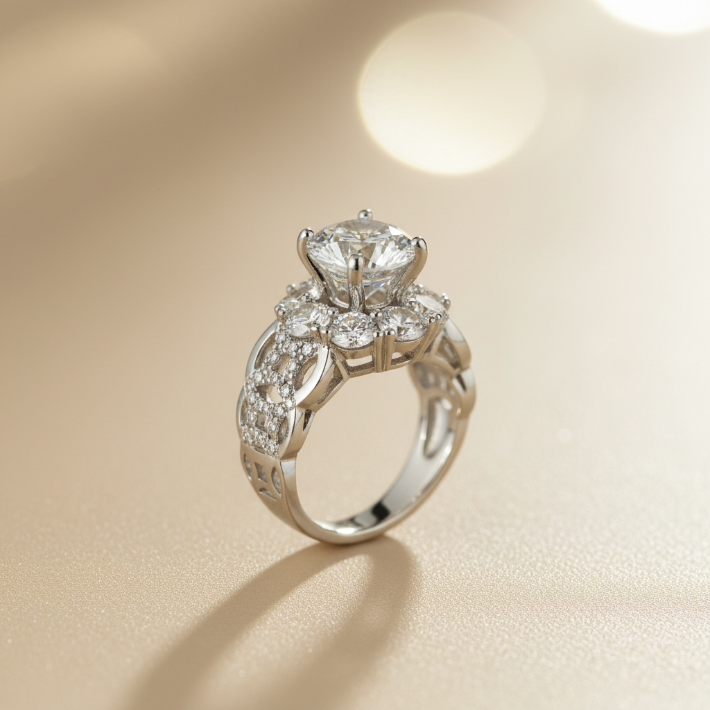 Silver Solitaire Statement Ring