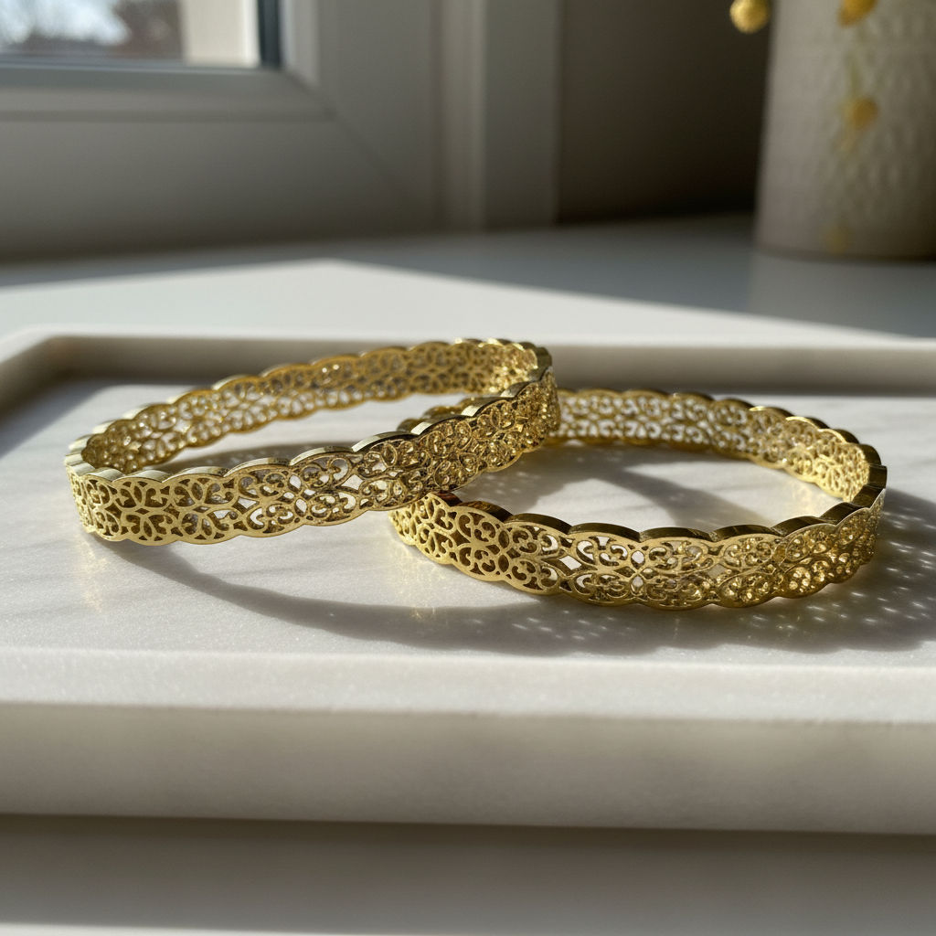 Gold Pattern Bangle Bracelet