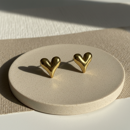 Golden Heart Stud Earrings