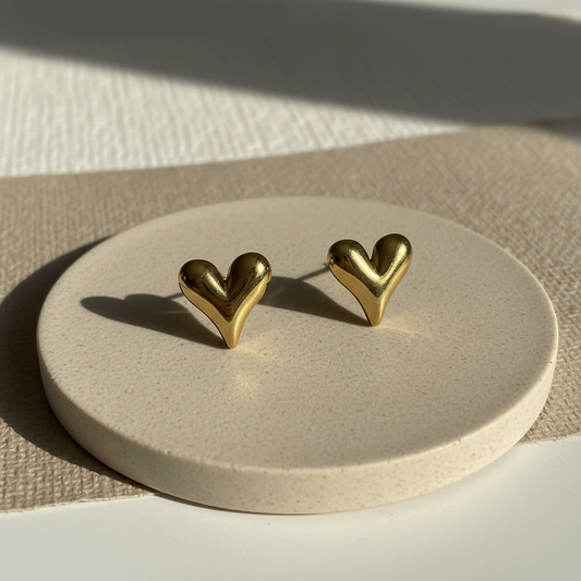 Golden Heart Stud Earrings