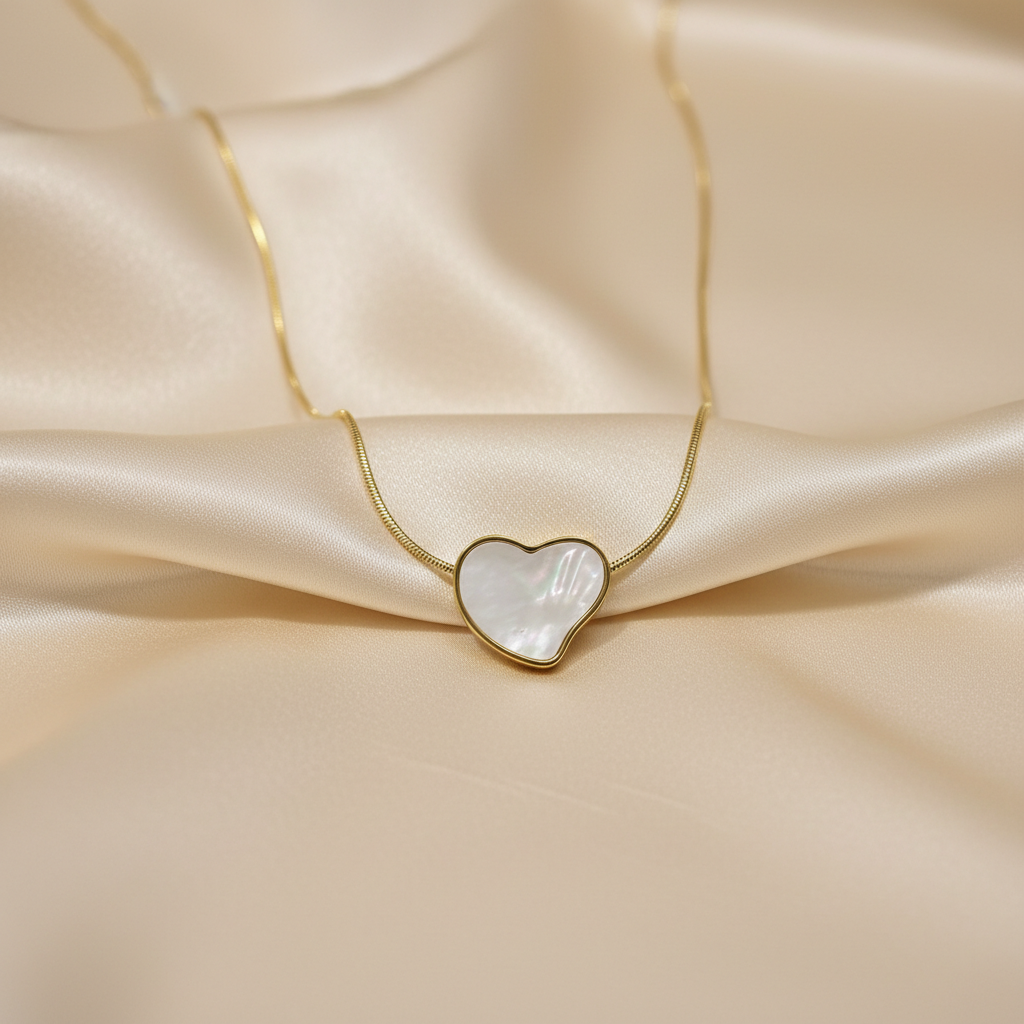 White Heart Pendant Necklace