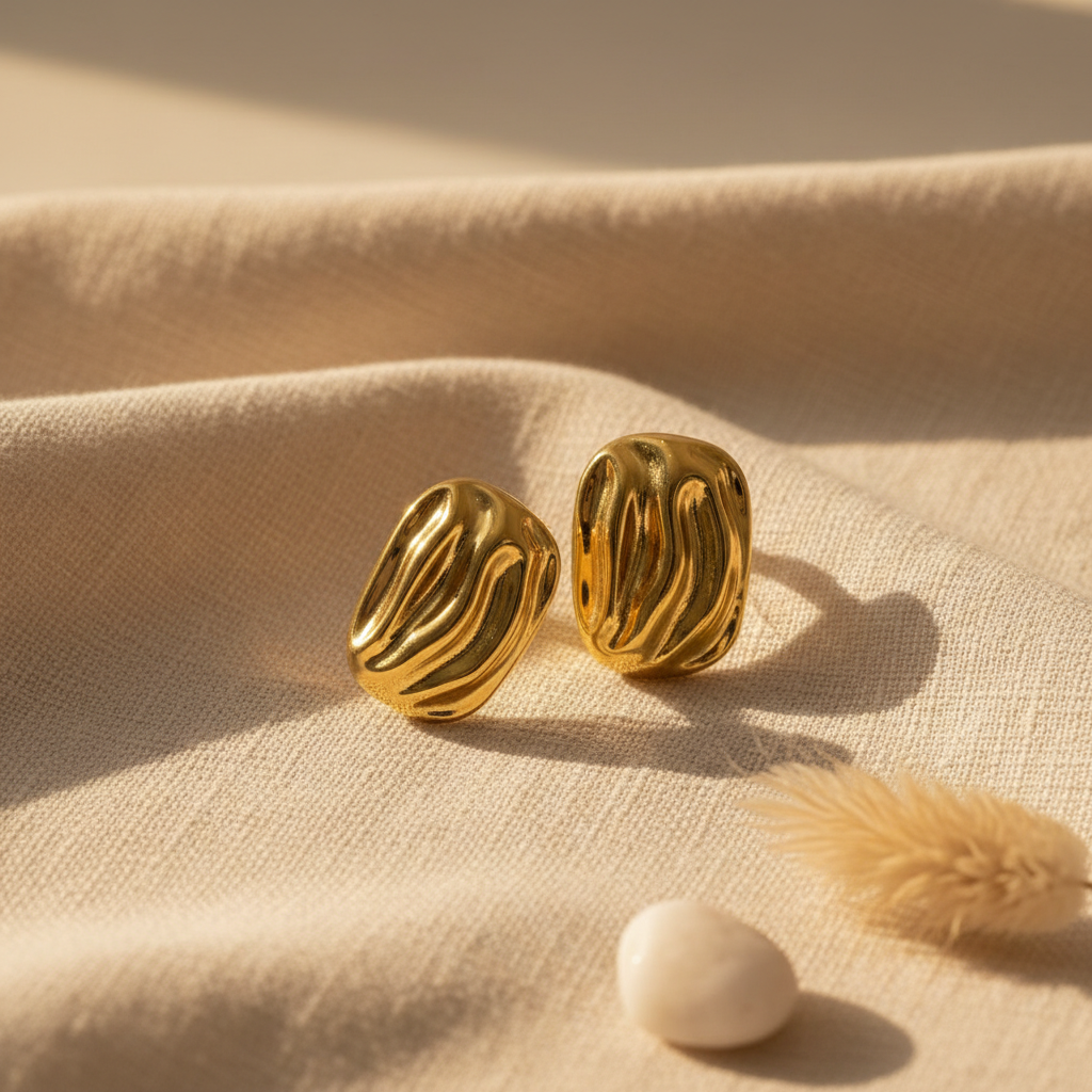 Textured Gold Dome Stud Earrings