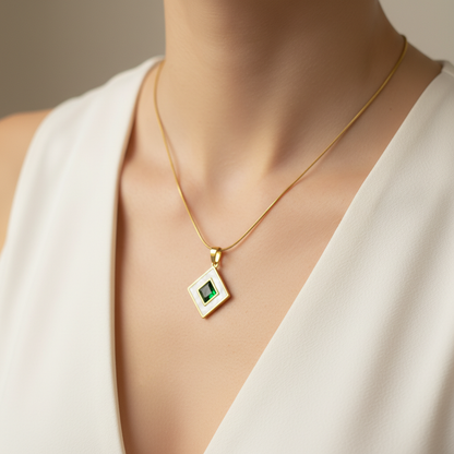 Emerald Square Pendant Necklace