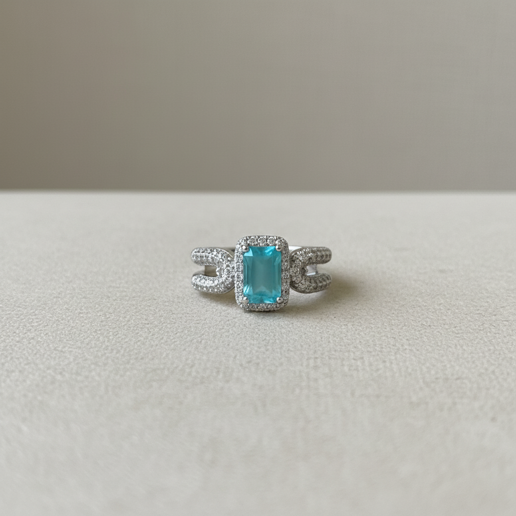 Midnight Aqua Statement Ring
