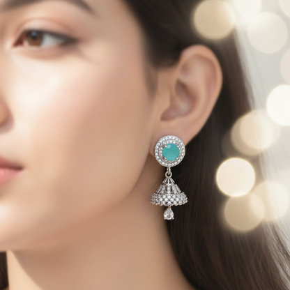 Aqua Stone Jhumka Drop Earrings