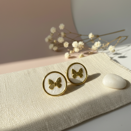 Butterfly Circle Stud Earrings