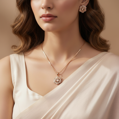 Golden Blossom Crystal Set – Necklace & Earrings