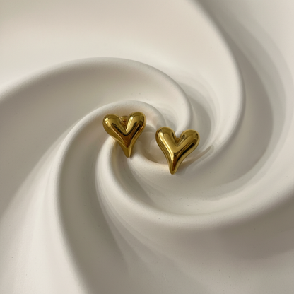 Golden Heart Stud Earrings