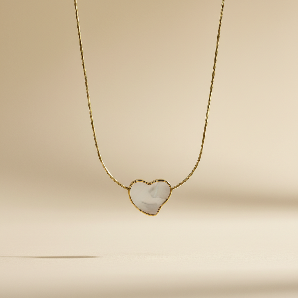 White Heart Pendant Necklace