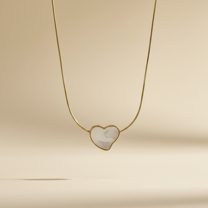 White Heart Pendant Necklace